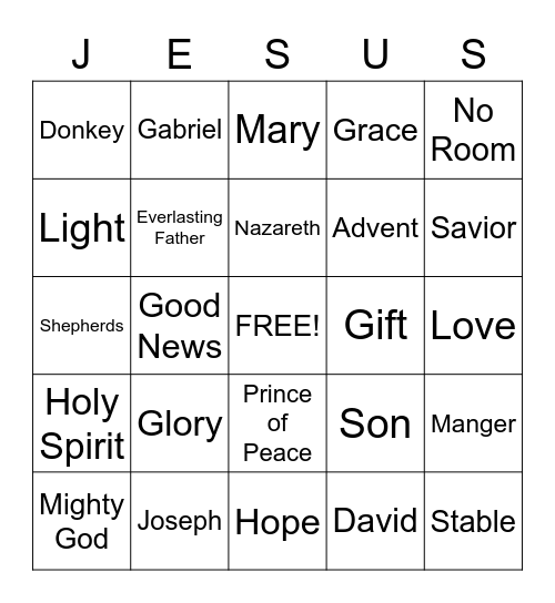 JESUS BIRTH Bingo Card