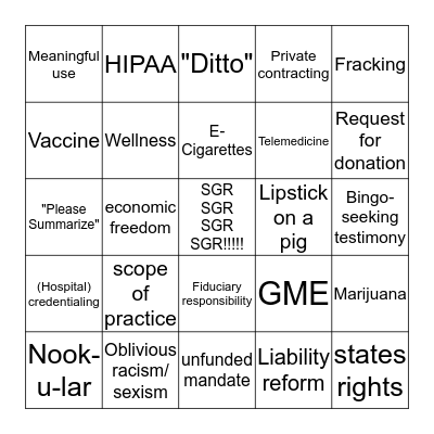 AMA Annual 2015 Bingo Card