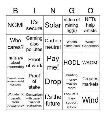 Cryptobro Bingo Card
