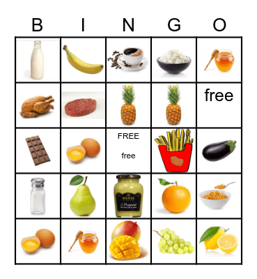 FOOD Bingo Card