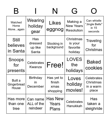 IV DRIPS Holiday Bingo Card