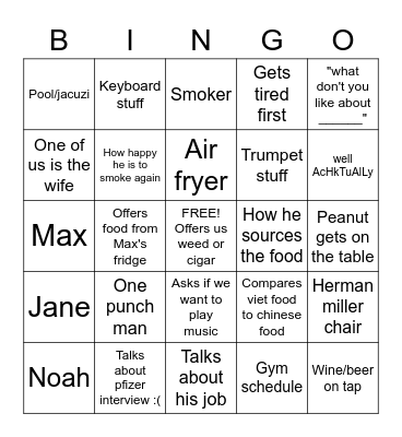 Bradnon Bingo Card