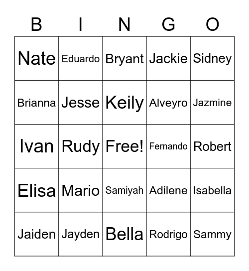 Ms. T. & Ms. Higgin's Class Bingo Card