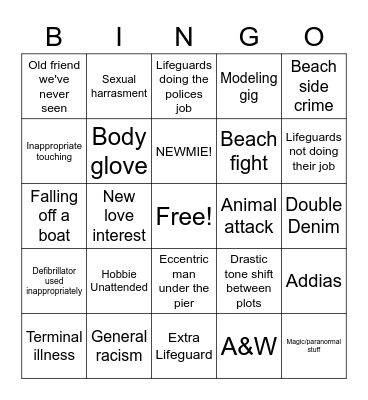 Baywatch Bingo Card