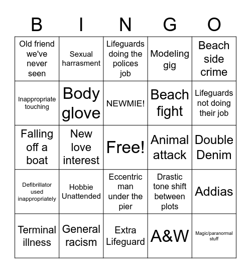 Baywatch Bingo Card