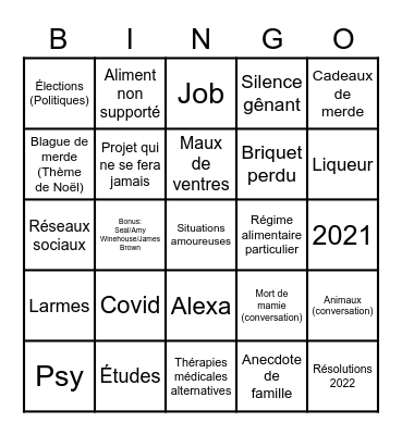 Bingo de Noël Bingo Card