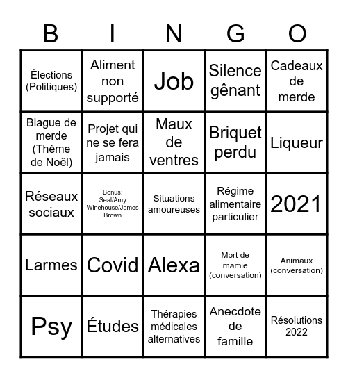 Bingo de Noël Bingo Card