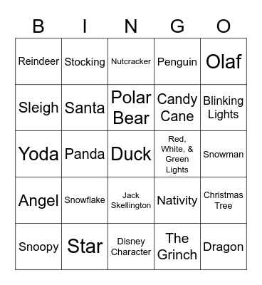 Christmas Scavenger Hunt Bingo Card