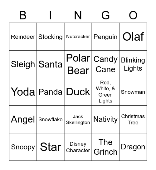 Christmas Scavenger Hunt Bingo Card