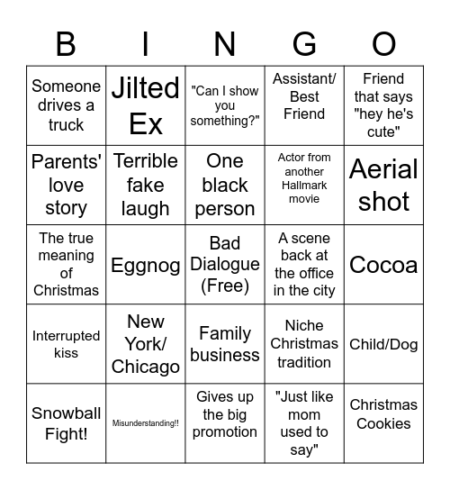 Hallmark Bingo Card