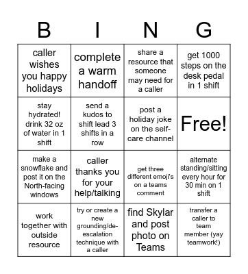 HOLIDAY BINGO Card