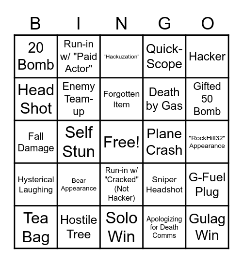StoneMountain64 BINGO CARD Bingo Card