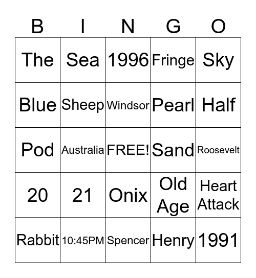 Trivia Bingo Card