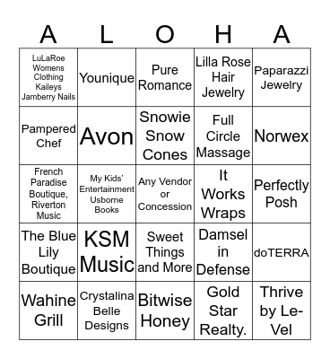 Utah Ukulele Festival 2015 Bingo Card