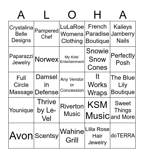 Utah Ukulele Festival 2015 Bingo Card