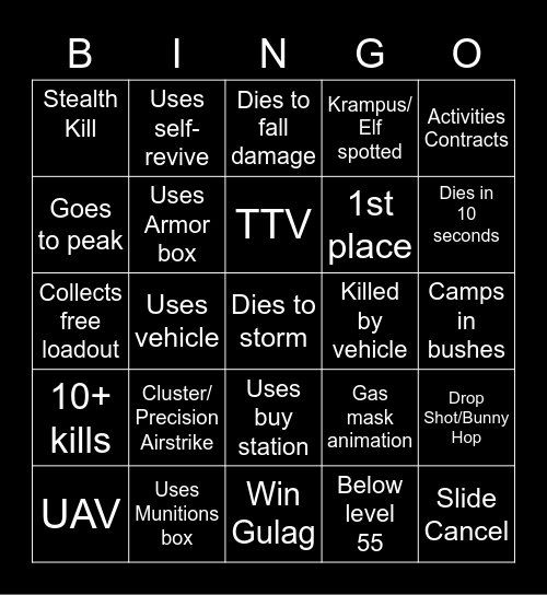 Warzone Pacific Bingo Card