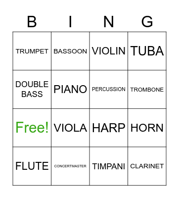 Musical Bingo! Bingo Card