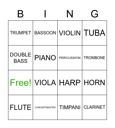Musical Bingo! Bingo Card