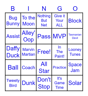 Space Jam Baby Shower Bingo Card