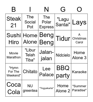 Devan Bingo Card