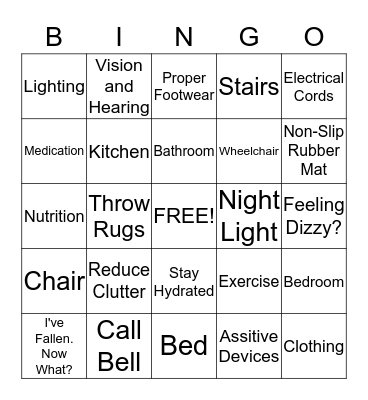 FALL PREVENTION BINGO Card