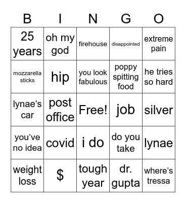 Kim & Bob Anniversary Bingo Card
