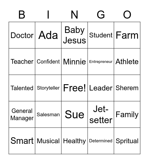 2021 Family Bingo Card