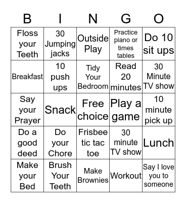 Monday Bingo Card