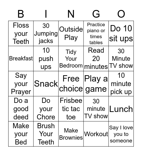 Monday Bingo Card