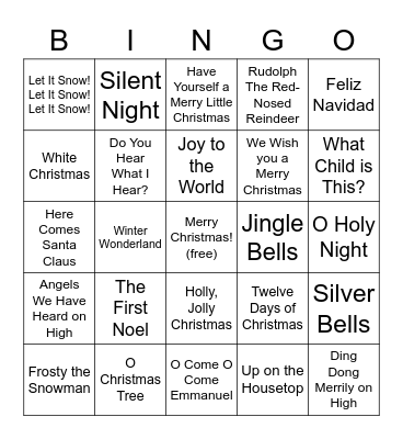 Christmas Carol Bingo! Bingo Card