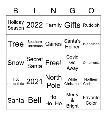 Family Near & Far 2021 Bingo Card