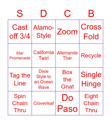 Square Dance Call Bingo Card