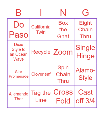 Square Dance Call Bingo Card