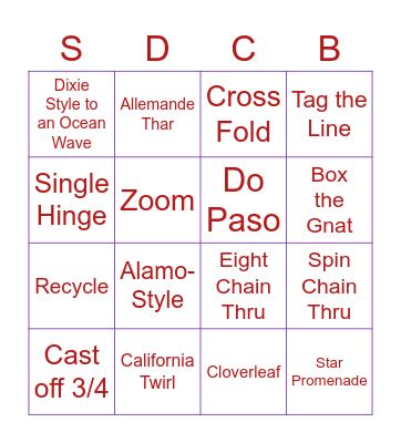 Square Dance Call Bingo Card