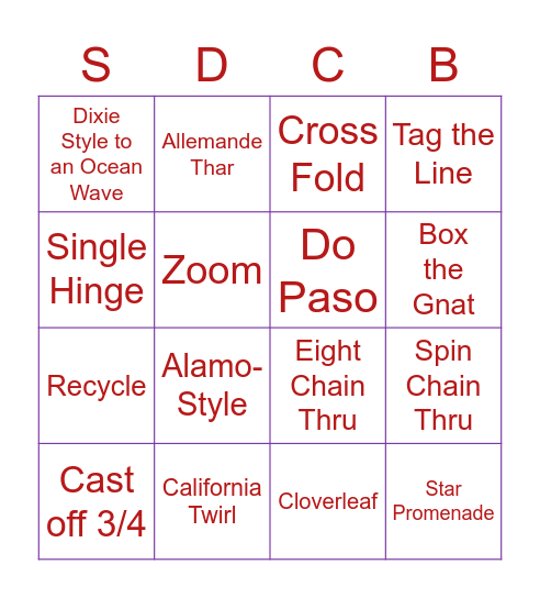 Square Dance Call Bingo Card