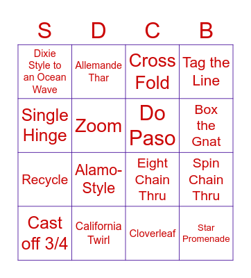 Square Dance Call Bingo Card