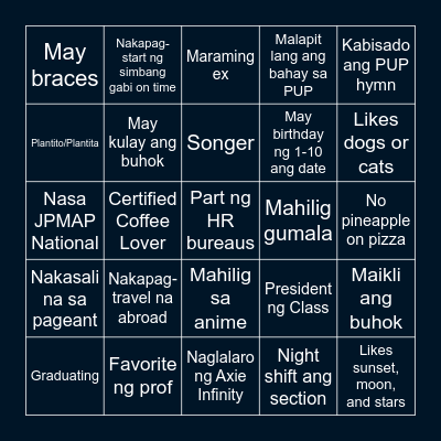 HRSS Year End Party 2021 Bingo Card