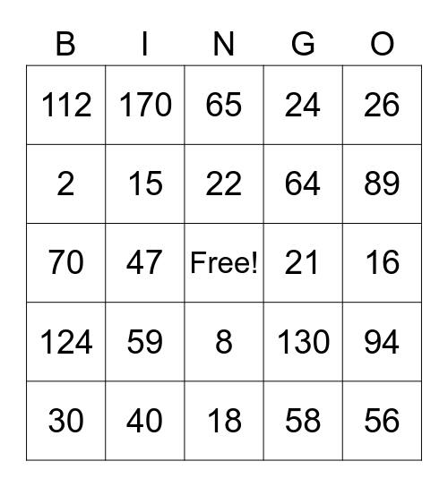 DARTS Bingo Card