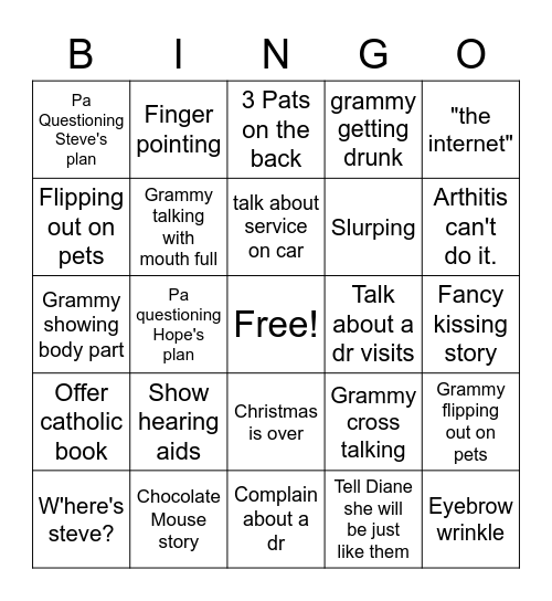 Holiday Bingo Card