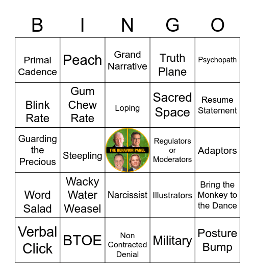 Behavior Panel Bingo Card