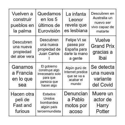 BINGO 2022 Bingo Card