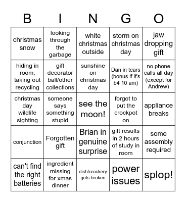 CHRISTMAS BINGO 2021 Bingo Card