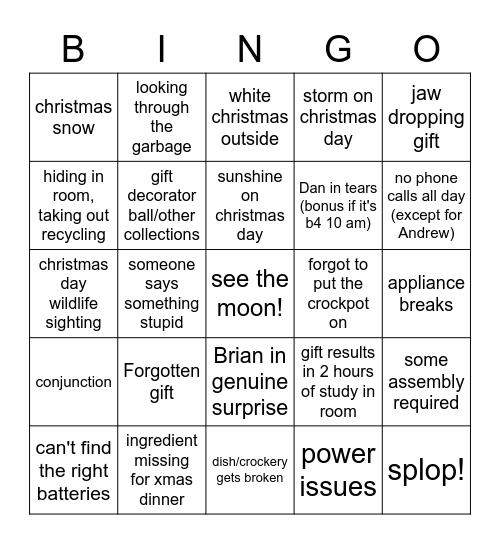 CHRISTMAS BINGO 2021 Bingo Card