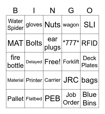 Kitting Bingo Card