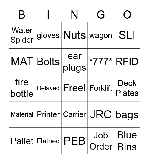 Kitting Bingo Card
