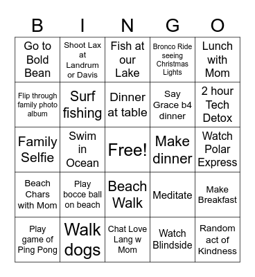 Stoudt Family Bingo Card