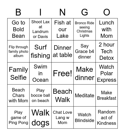 Stoudt Family Bingo Card