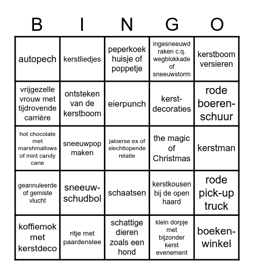 Kerstfilm Bingo Card