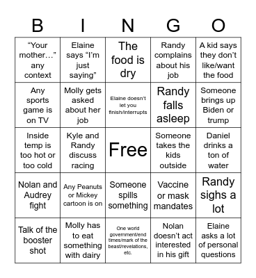 Spicy Christmas Bingo Card