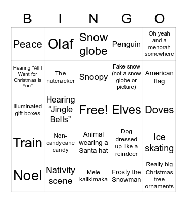 Tacky Christmas lights bingo Card